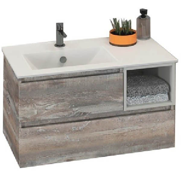 Тумба подвесная с раковиной Comforty Турин 900x470x495 дуб бежевый (00004137135)