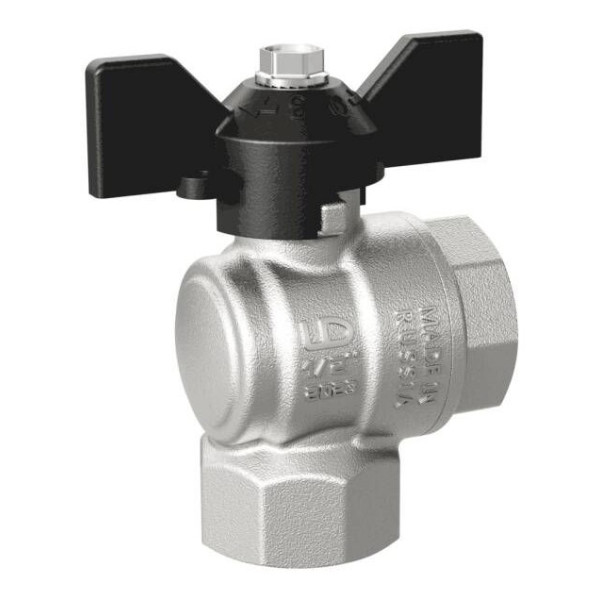 Кран угловой 1/2" ВН шаровый "LD Pride" (чёрный рычаг) (LD 47.201.15)