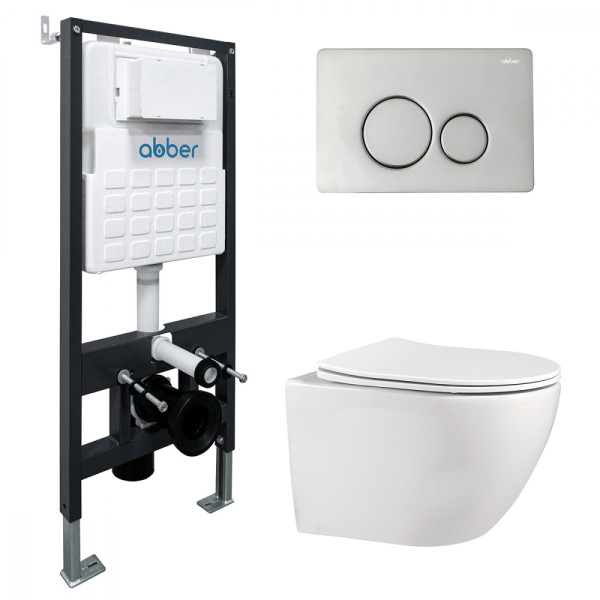 Комплект инсталляция с унитазом Abber Bequem с клавишей хром (AC1100-AC0105-AC0121) Комплект инсталляция с унитазом Abber Bequem с клавишей хром (AC1100-AC0105-AC0121)