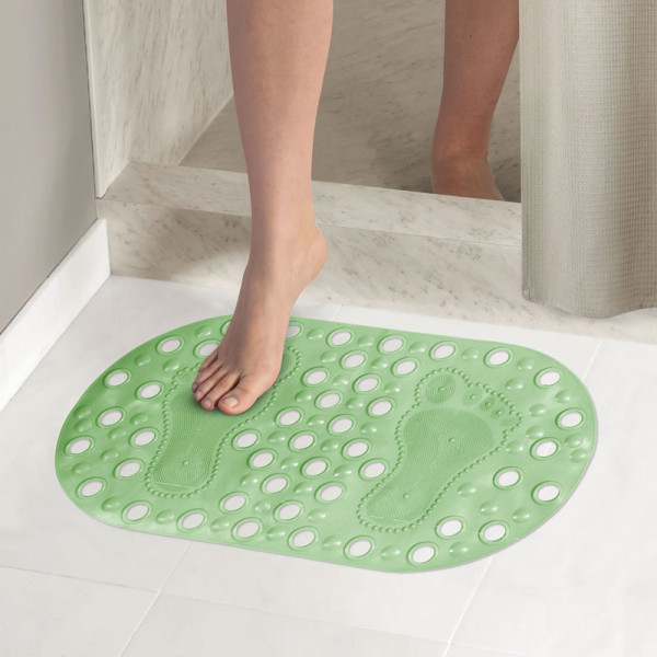 Коврик для ванной Melodia ПВХ Footprints овал массажный 65x34cм зелёный (MK004)