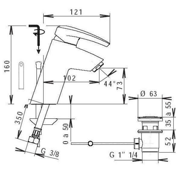 Смеситель для раковины Jacob Delafon Panache (E72242-CP)