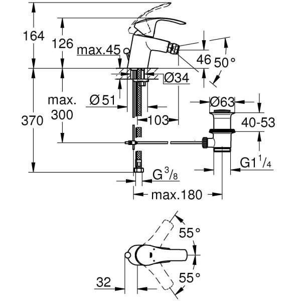 Смеситель для биде Grohe Eurosmart 2015 с донным клапаном (23789002)