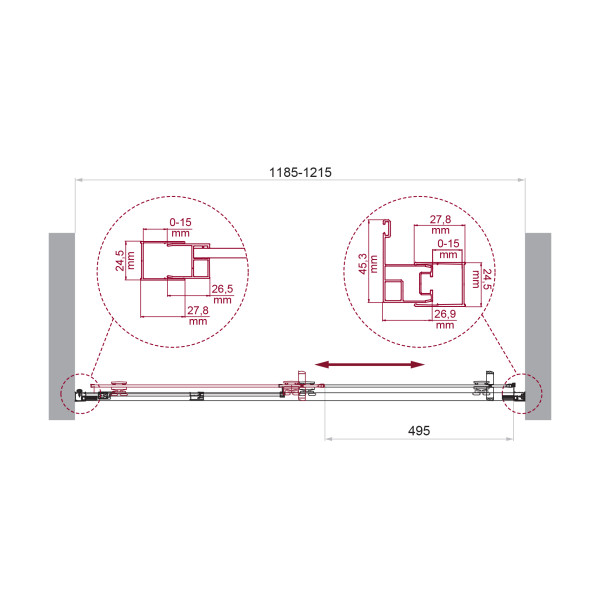 Душевая дверь BelBagno Luce 120x195 стекло прозрачное, профиль золото глянцевое (LUCE-BF-1-120-C-ORO)