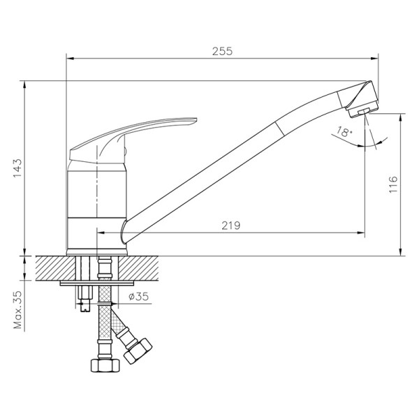 Смеситель для кухни Decoroom DR71 хром (DR71018) Смеситель для кухни Decoroom DR71 хром (DR71018)
