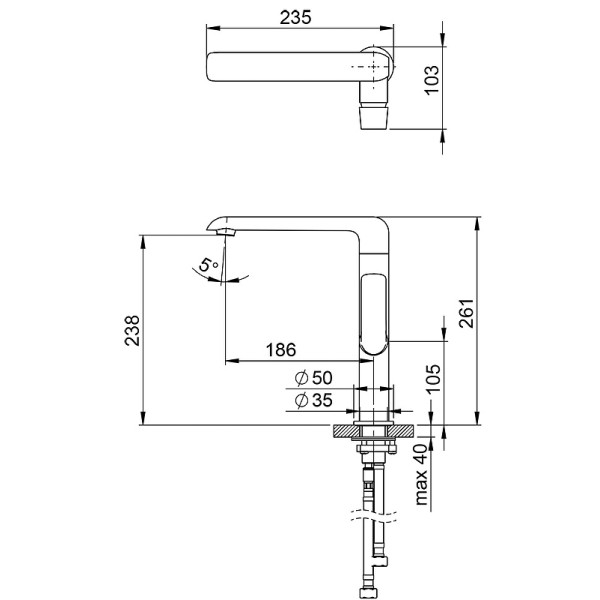 Смеситель для раковины Ravak с поворотным изливом FL 016.00 хром (X070125)