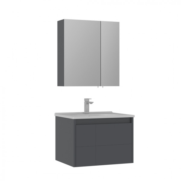 Тумба подвесная Orka Likya 650x500x460 с раковиной антрацит матовый (5002493)