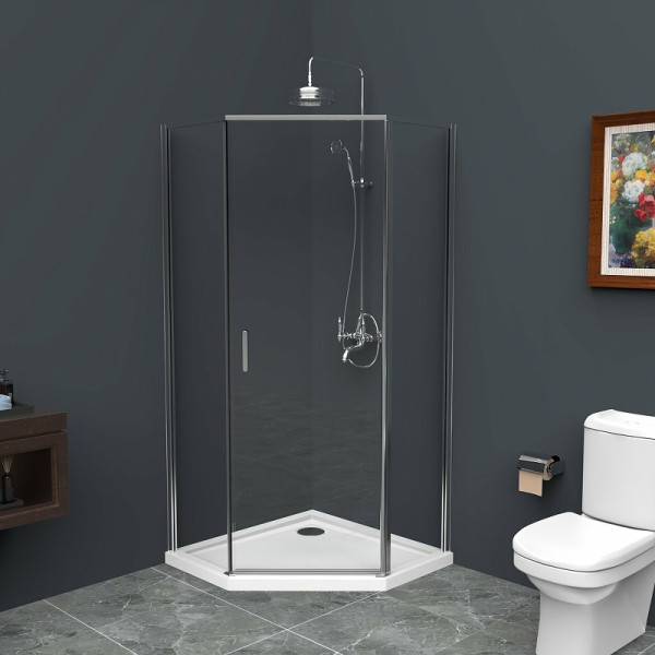 Душевой уголок BelBagno Uno-195 90x90x195 стекло прозрачное, профиль хром (UNO-195-P-1-90-C-Cr)