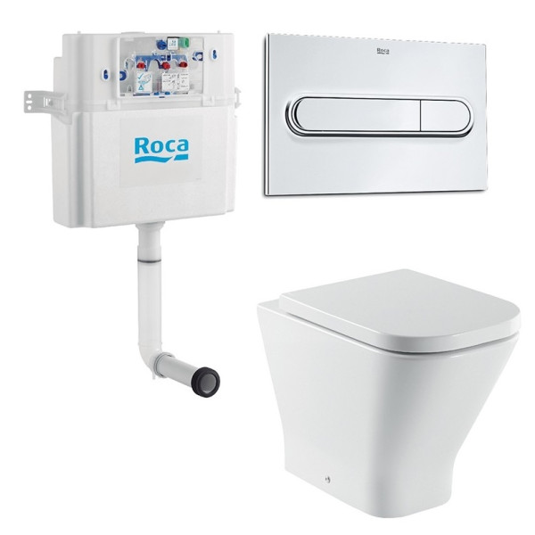 Комплект унитаза со смывным бачком Roca The Gap 893109000 с сиденьем Микролифт и клавишей смыва хром (893109000)