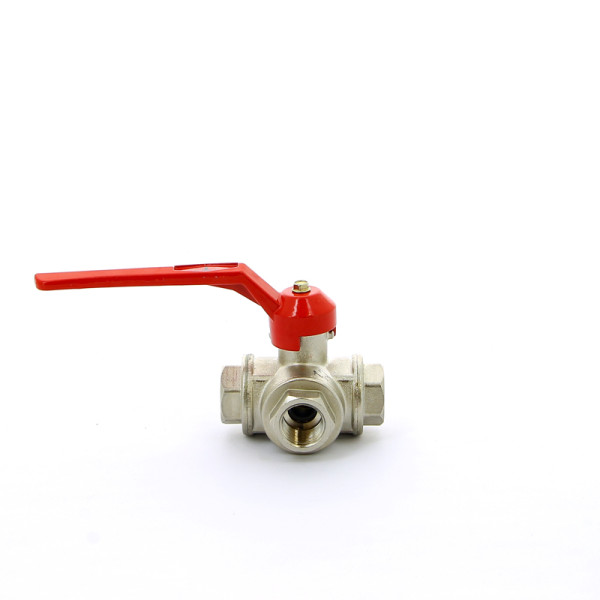 Кран Itap 1/2" шаровый трёхходовой T-порт (красная ручка-рычаг) (1280012T)