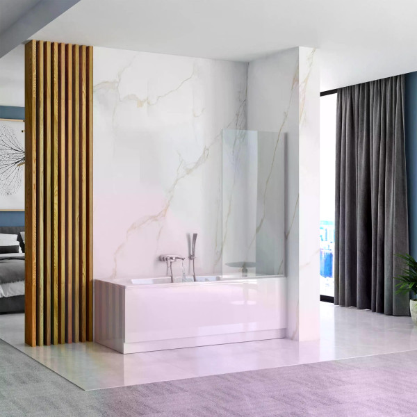 Душевая шторка для ванны Rea Lagos fix 80x140 Chrom стекло прозрачное, профиль хром (REA-W5630)