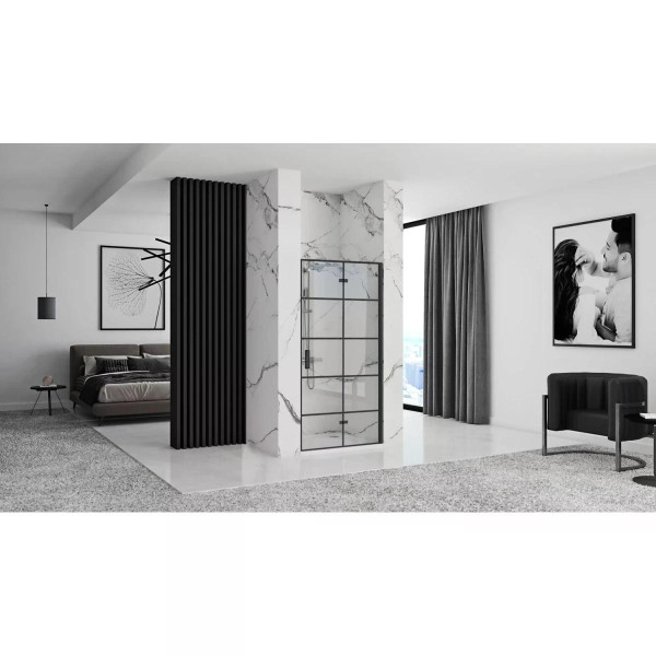 Душевая дверь Rea Molier 80x190 Black стекло прозрачное, профиль черный (REA-K8537+K6395)