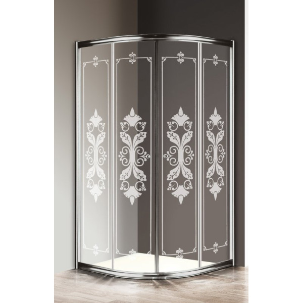 Душевой уголок Cezares Giubileo 90x90x195 стекло с узором, профиль хром (GIUBILEO-R-2-90-SCORREVOLE-CP-Cr)