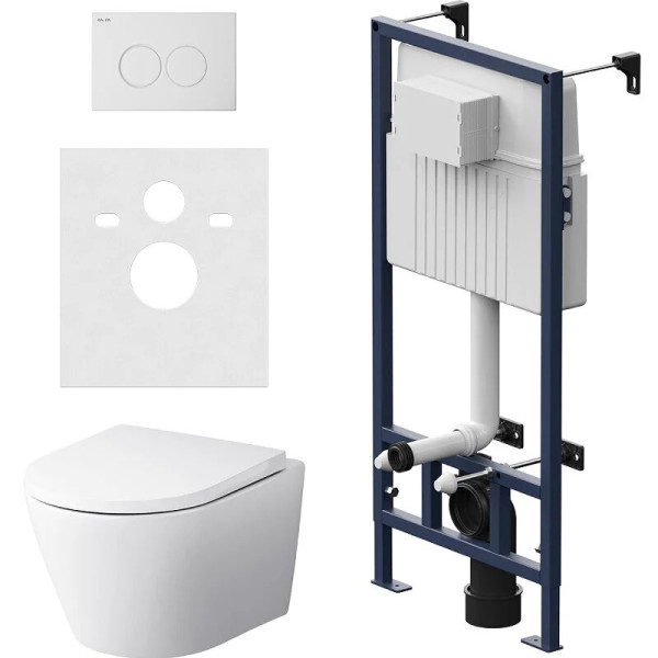 Комплект инсталляция с унитазом AM.PM Sense FlashClean с клавишей смыва PrimeFit S, бел глянц, с сиденьем микролифтт (IS90201.741701)