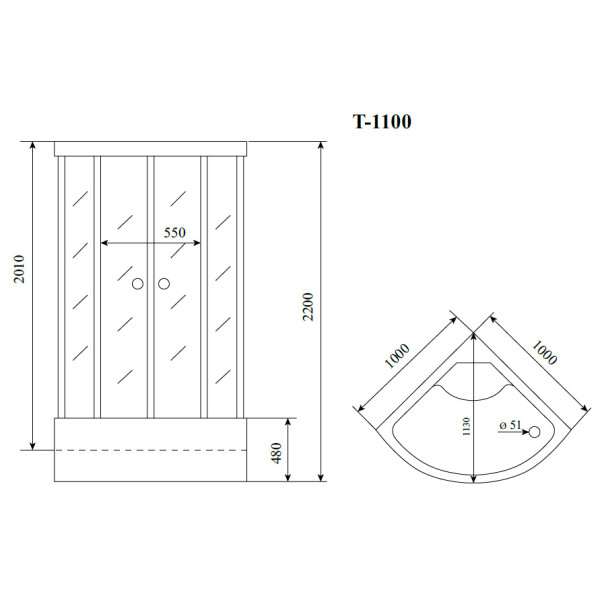 Душевая кабина Timo T-1100P 100x100x220 стекло тонированное, профиль хром (T-1100P)