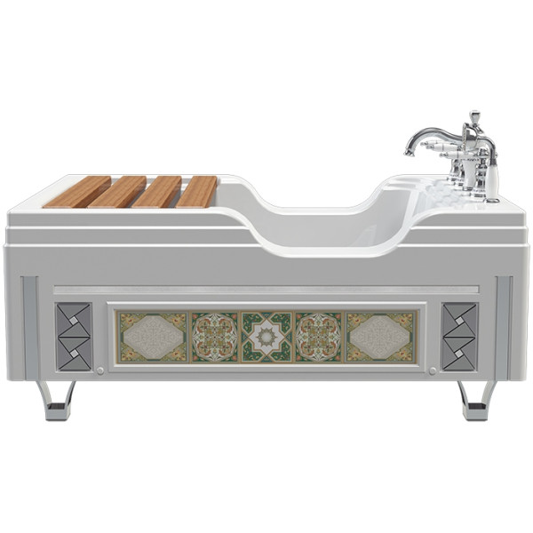 Ванна акриловая Радомир Тахарат 120*80 с каркасом с декор. ножками, слив-перерлив, комплект панелей, сиденье из террасной доски (1-01-0-0-1-166) Ванна акриловая Радомир Тахарат 120*80 с каркасом с декор. ножками, слив-перерлив, комплект панелей, сиденье из террасной доски (1-01-0-0-1-166)