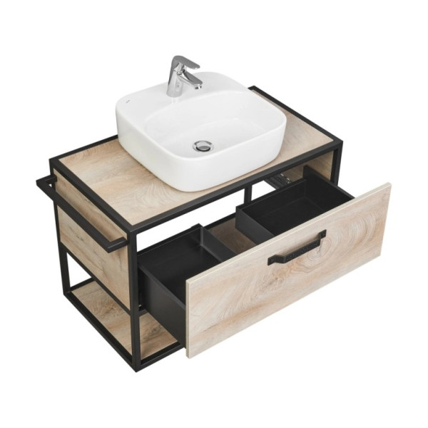 Тумба Aquaton Лофт Фабрик 80 Дуб Эндгрейн/1WH501709 Раковина Одри Soft (квадрат)/1A243003LTDU0 Столешница Дуб Эндгрейн (1A2424K2LTDU0)