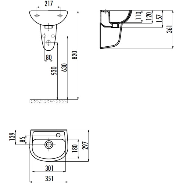 Раковина мебельная Creavit Oval 35,1x29,7 белая (TP135-00CB00E-0000)