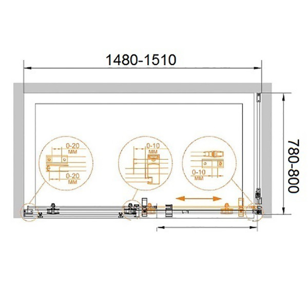 Душевой уголок Cezares Stylus-m 150x80x195 стекло прозрачное, профиль хром (STYLUS-O-M-AH-1-150/80-C-Cr)