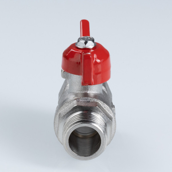 Кран 1/2" ВН шаровый Valtec Стандарт никелированный (ГОСТ, красная бабочка) VT.123.N.04