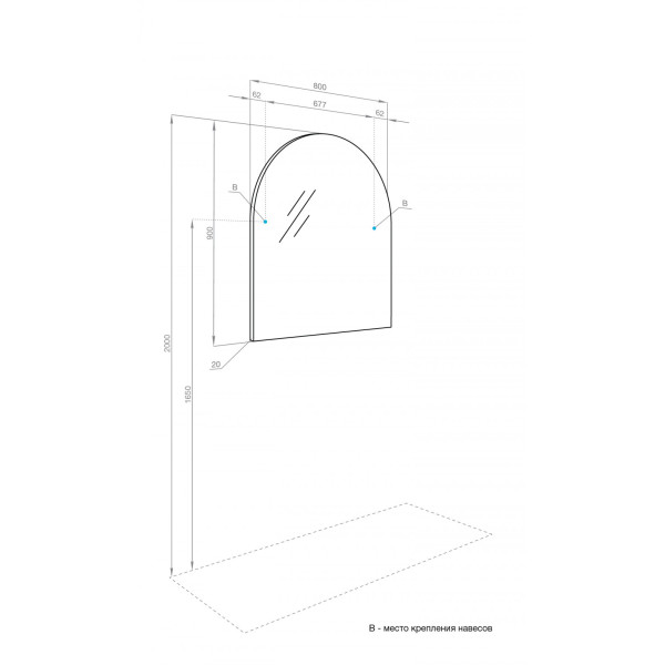 Зеркало Aquaton Санта-Барбара 800x20x900 серебристый (1.A286.7.02C.B01.0)