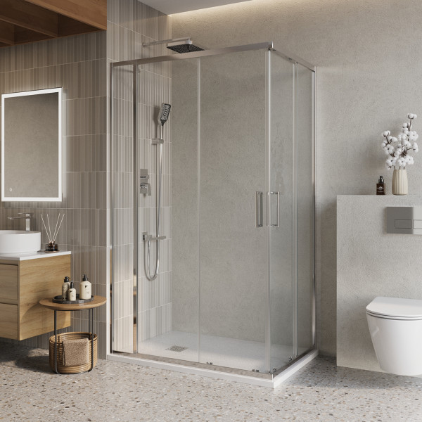 Душевой уголок BelBagno Luce 100x80x195 стекло прозрачное, профиль хром (LUCE-AH-21-100/80-C-Cr)