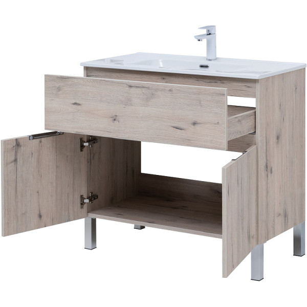 Тумба напольная Aquanet Алвита New 90 1 ящик, 2 дверцы, дуб веллингтон белый (00303912) Тумба напольная Aquanet Алвита New 90 1 ящик, 2 дверцы, дуб веллингтон белый (00303912)