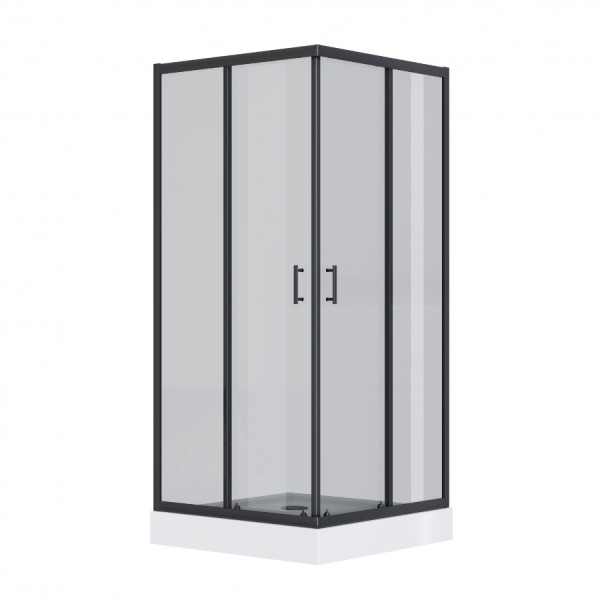 Душевой уголок Santek Вэлия 90x90x195 стекло (прозрачное, профиль черный (1WH501797)