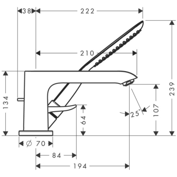 Смеситель на борт ванны Hansgrohe Metris (31190000)