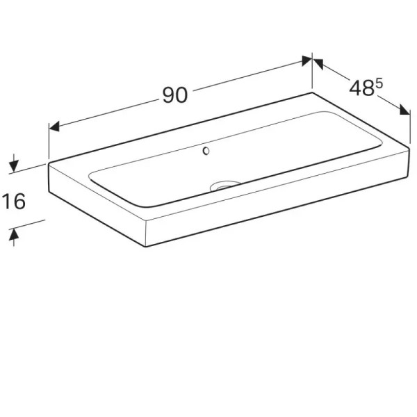 Раковина подвесная Geberit iCon 90x48,5 без отверстия под смеситель, белая (124093000)