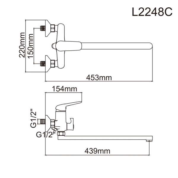 Смеситель для ванны и душа Ledeme с душевым гарнитуром (L2248C)