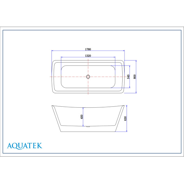 Ванна акриловая Aquatek Верса 1780x800x630 с сливом и ножками белая глянцевая (AQ-4880)