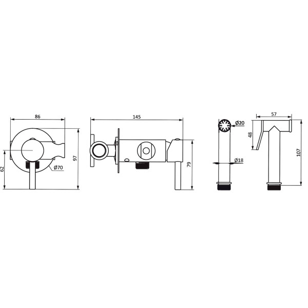 Смеситель для гигиенического душа Damixa Option с гигиеническим душем, черный (217000000) Смеситель для гигиенического душа Damixa Option с гигиеническим душем, черный (217000000)