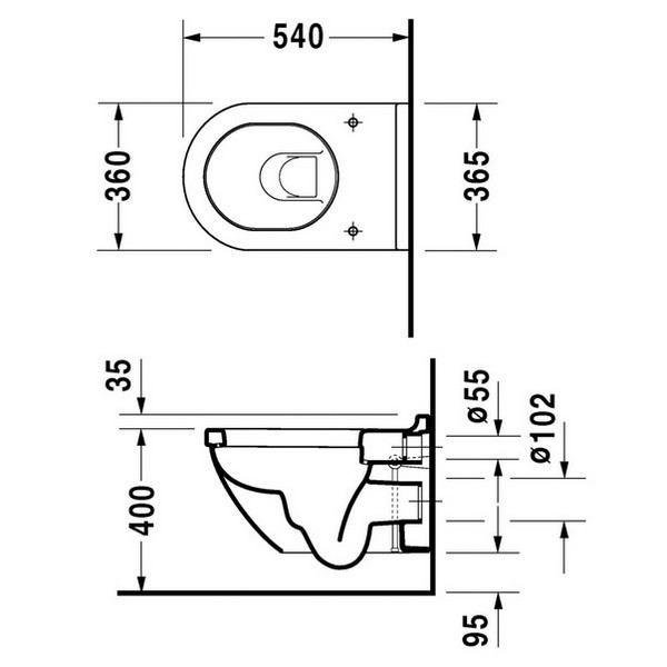 Унитаз подвесной Duravit Starck 3 365х540х340 (2225090000)