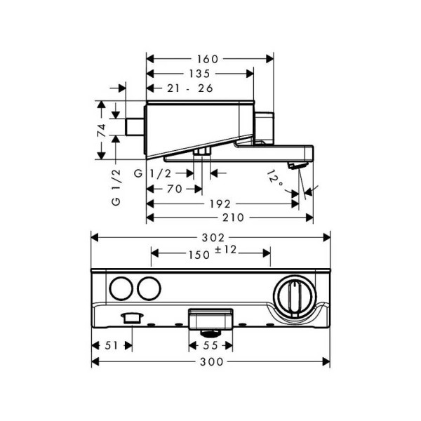 Смеситель термостатический для ванны и душа Hansgrohe Select2 (13151400)