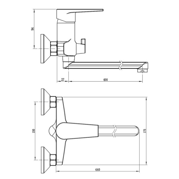 Смеситель для ванны и душа Esko Budapest хром (BT40) Смеситель для ванны и душа Esko Budapest хром (BT40)