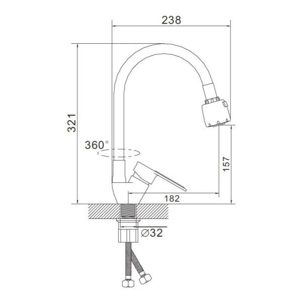 Смеситель для кухни Potato с гибким изливом, красный (B58-274C) Смеситель для кухни Potato с гибким изливом, красный (B58-274C)
