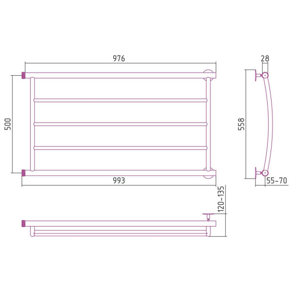 Полотенцесушитель водяной Стилье Минор 0602 500х1000 (3) Г хром (00602-5010) Полотенцесушитель водяной Стилье Минор 0602 500х1000 (3) Г хром (00602-5010)
