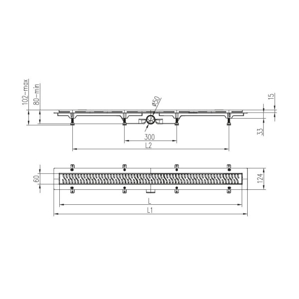 Лоток душевой 1050 мм. MCH Chudej Harmony (рамка из нерж. ст., решетка нерж. сталь глянцевая, боковой слив D 50) CH1050/50HN Лоток душевой 1050 мм. MCH Chudej Harmony (рамка из нерж. ст., решетка нерж. сталь глянцевая, боковой слив D 50) CH1050/50HN