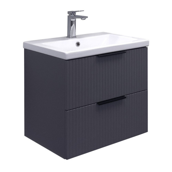Тумба подвесная Comforty Лима 600x500x450 антрацит матовый с раковиной (00-00019176)