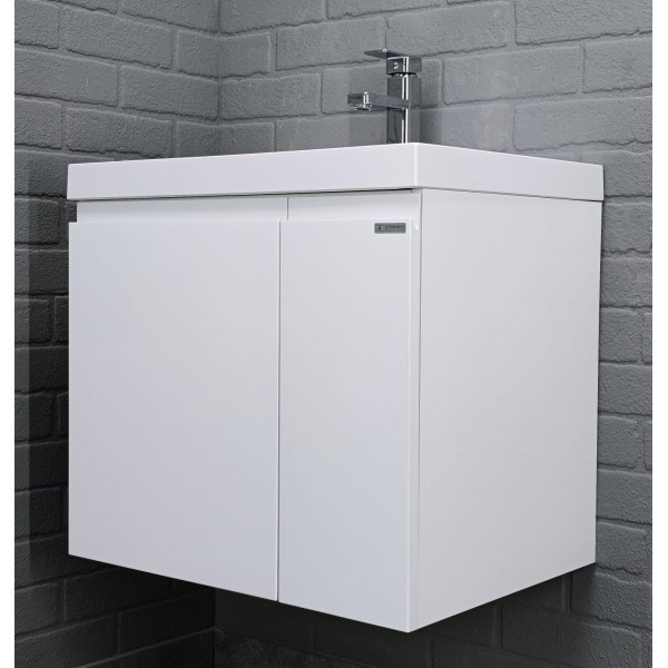 Тумба подвесная под умывальник Bazis 60 Graffo белый глянец без ящика Домино (DGr2405T)