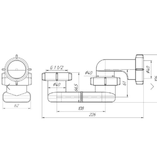 Сифон для ванны АНИ 1 1/2"*40 (плоский) АНИ пласт (E000)