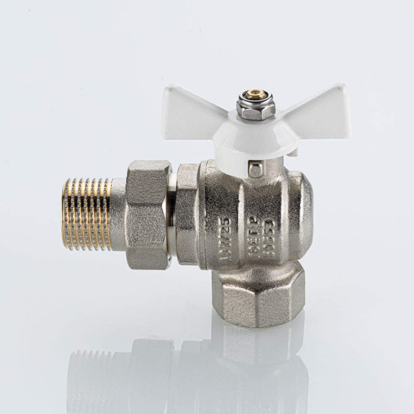 Кран угловой 3/4" шаровый со сгоном Valtec Base-ГОСТ (белая бабочка) VT.228S.NW.05