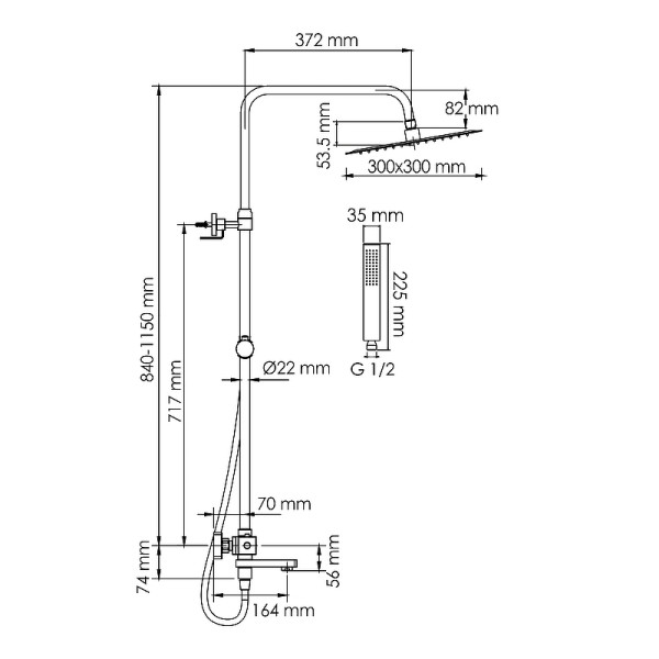Душевая система WasserKRAFT черная (A299.162.218.BM Thermo)