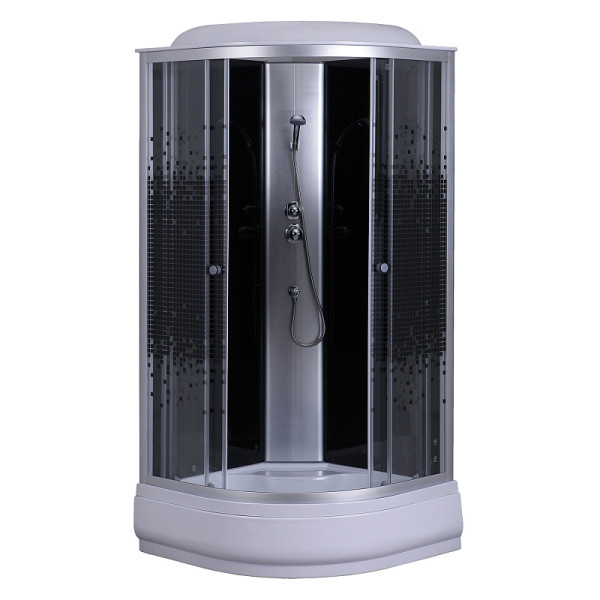 Душевая кабина Loranto 100x100x215 стекло прозрачное, профиль хром, мозайчатый узор (CS-6610-25K 10)