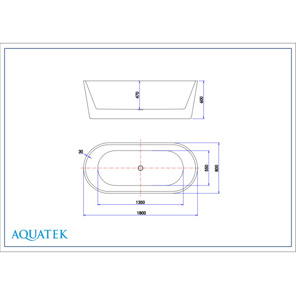 Ванна акриловая Aquatek ОВО 1800x800x600 с сливом и ножками белая глянцевая (AQ-99880)