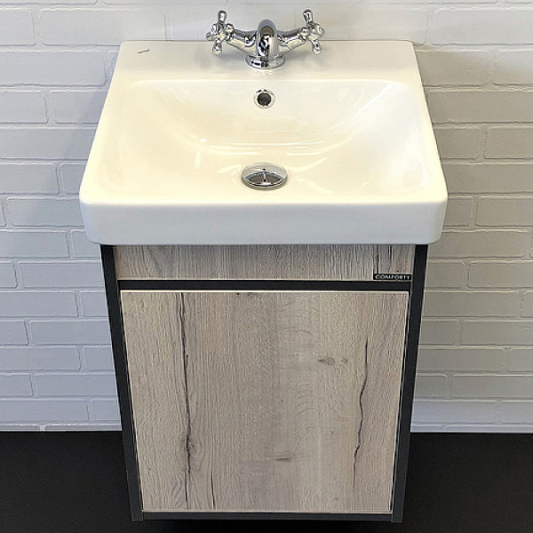 Тумба подвесная с раковиной Comforty Вена 450x450x620 дуб дымчатый (00-00006653)