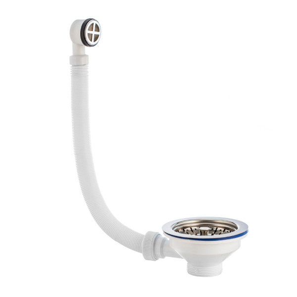 Выпуск Wirquin Элит для мойки 40 мм с нержавеющей чашкой 114 мм и круглым переливом (30986441)