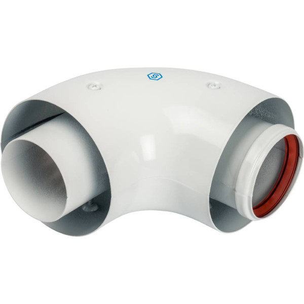 Отвод коаксиальный Stout 90° DN60/100, п/м уплотнения и хомут в комплекте (SCA-6010-000090)