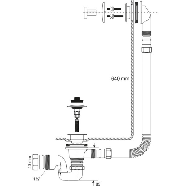 Обвязка для ванны Cliсk Claсk 1 1/2"x40 мм хром McAlpine (BRASSTRAP-25-CP)