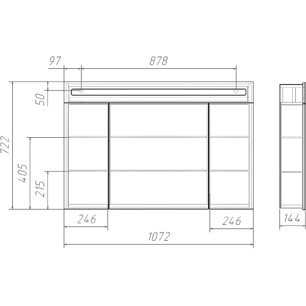 Шкаф зеркальный Домино Аврора 105 (DV8013HZ)